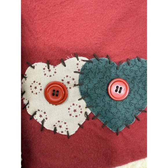 Vintage Santa Claus Christmas Tree Skirt 39" Red Patchwork Button Accents Velcr - Picture 7 of 11